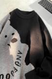 M851-P53卡通小熊毛衣慵懒复古秋冬男士针织衫线衣宽松套头圆领，男装针织衫/毛衣，电商D310（原电商305）