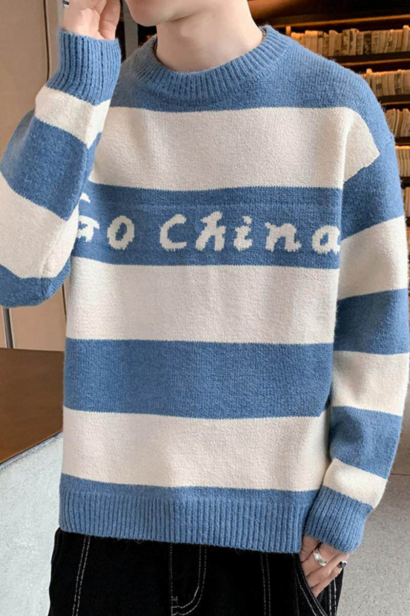 76840-P50毛衣男圆领宽松外套慵懒潮流青少年加厚春秋款针织衫,男装针织衫/毛衣,电商D310（原电商305）