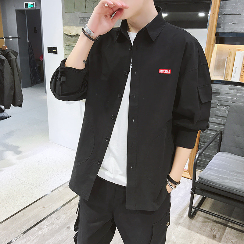 C877衬衫男士长袖衬衫春季新款韩版潮流休闲工装衬衣外套男图片