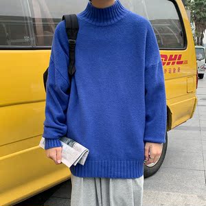 M705-P40半高领毛衣男秋冬款ins韩版潮流宽松纯色上衣港风潮
