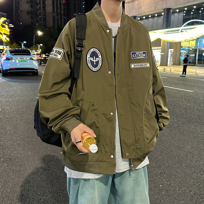 83092-P75棒球服外套男秋季美式潮牌复古男装宽松飞行员夹克图片