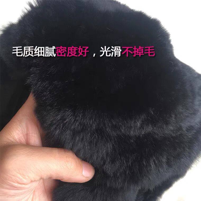 獭兔皮毛一体外穿可爱时尚护膝盖关节女保暖老寒腿粘扣护腿防寒冬