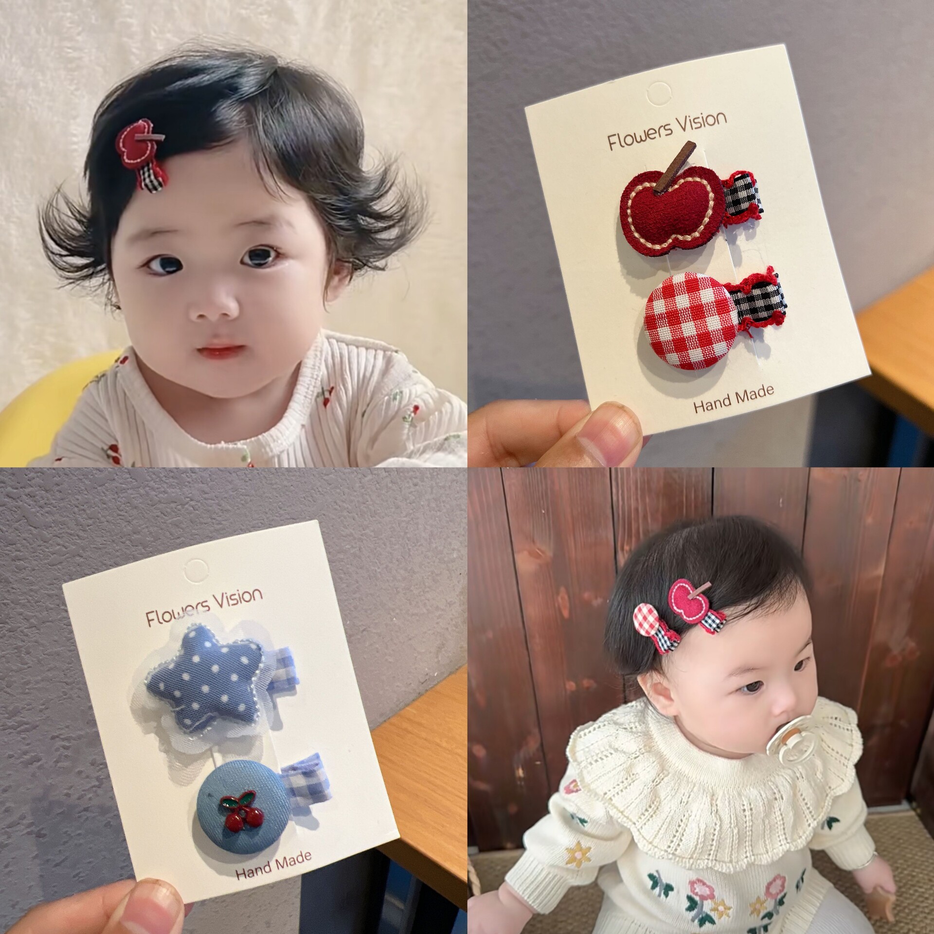 韩版儿童卡通咖色系布艺发夹新款女童侧边碎发子BB夹宝宝发卡头饰
