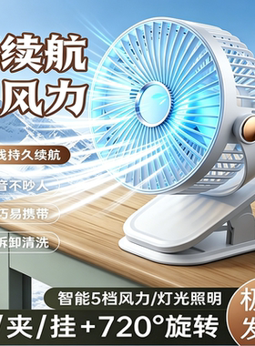 2026新款自动风扇摇头USB充电插电两用电风扇桌面静音小风扇数码