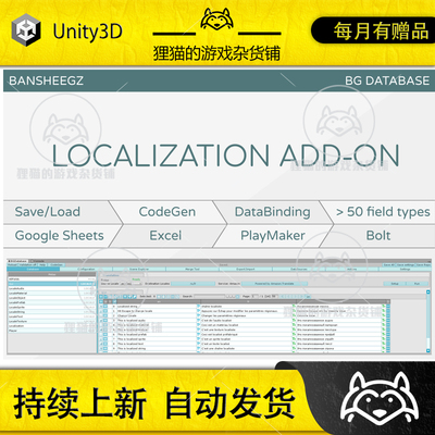 Unity BG Localization 1.8.10 包更新 游戏本地化语言翻译插件