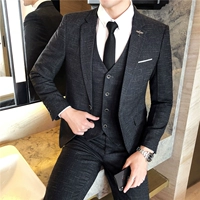 Bộ đồ nhỏ màu đỏ nam phù hợp với áo ba lỗ mùa thu Bộ đồ mỏng trẻ trung tài năng phiên bản Hàn Quốc của người đàn ông phù hợp nhất với bộ váy chú rể - Suit phù hợp áo vest nam hàn quốc
