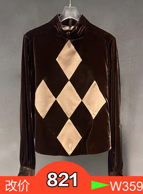 正品2023冬款丝绒拼接套头衫BBC414D314-230