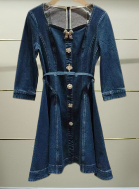 漳正品2025秋季蓝色牛仔连衣裙CSA3082240-250