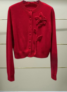 漳正品2025秋季CSA3036260-250大红色毛织外套-2990