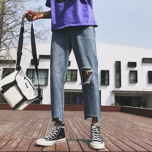 韩版男士破洞牛仔裤