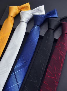 领带男细窄版正装6cm手打休闲职业上班免打结韩版学生懒人拉链式