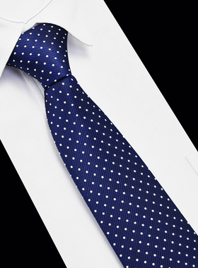 领带男正装商务高档深蓝色圆点手打黑色休闲免打结衬衫懒人拉链式