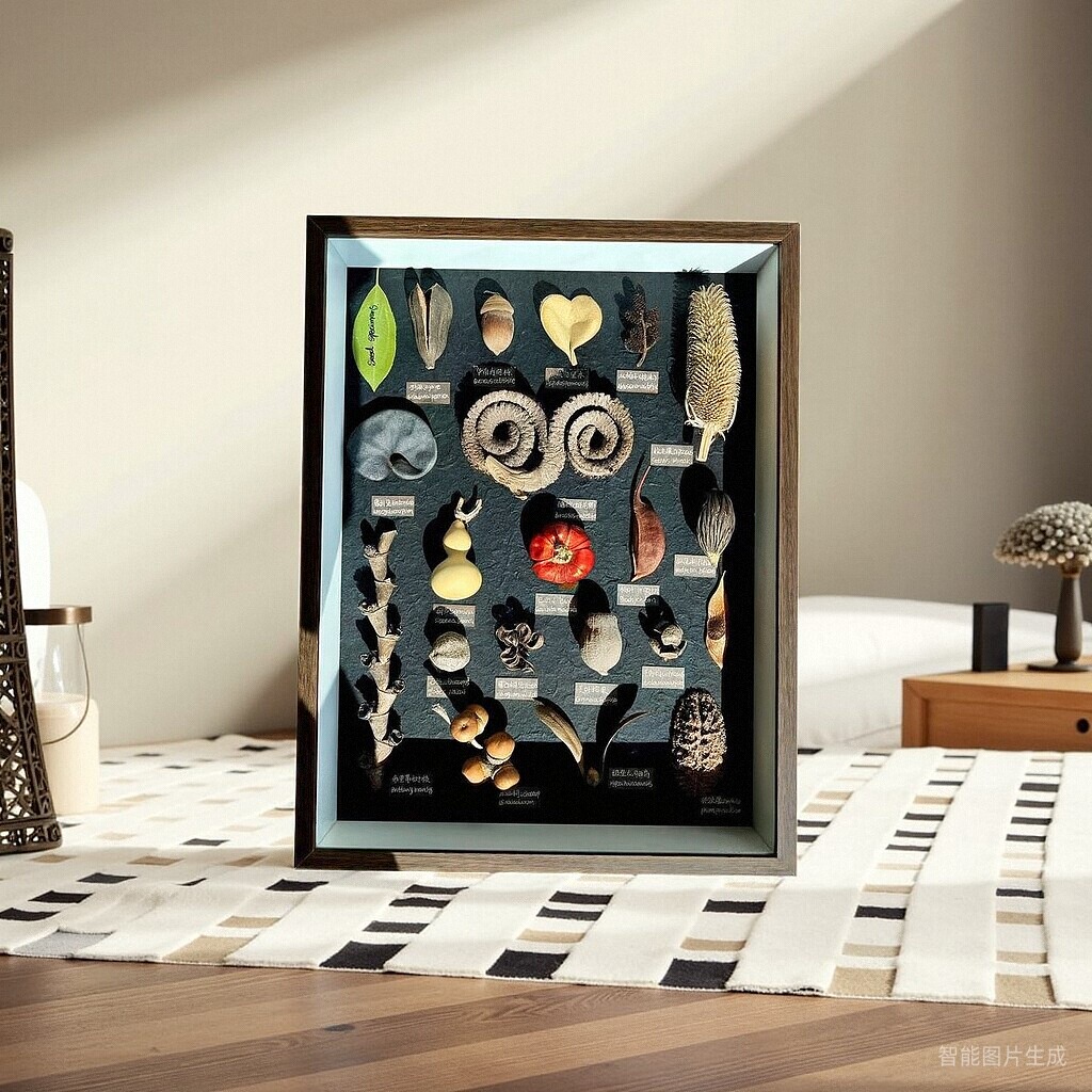 植物果实种子标本装饰画原创民宿