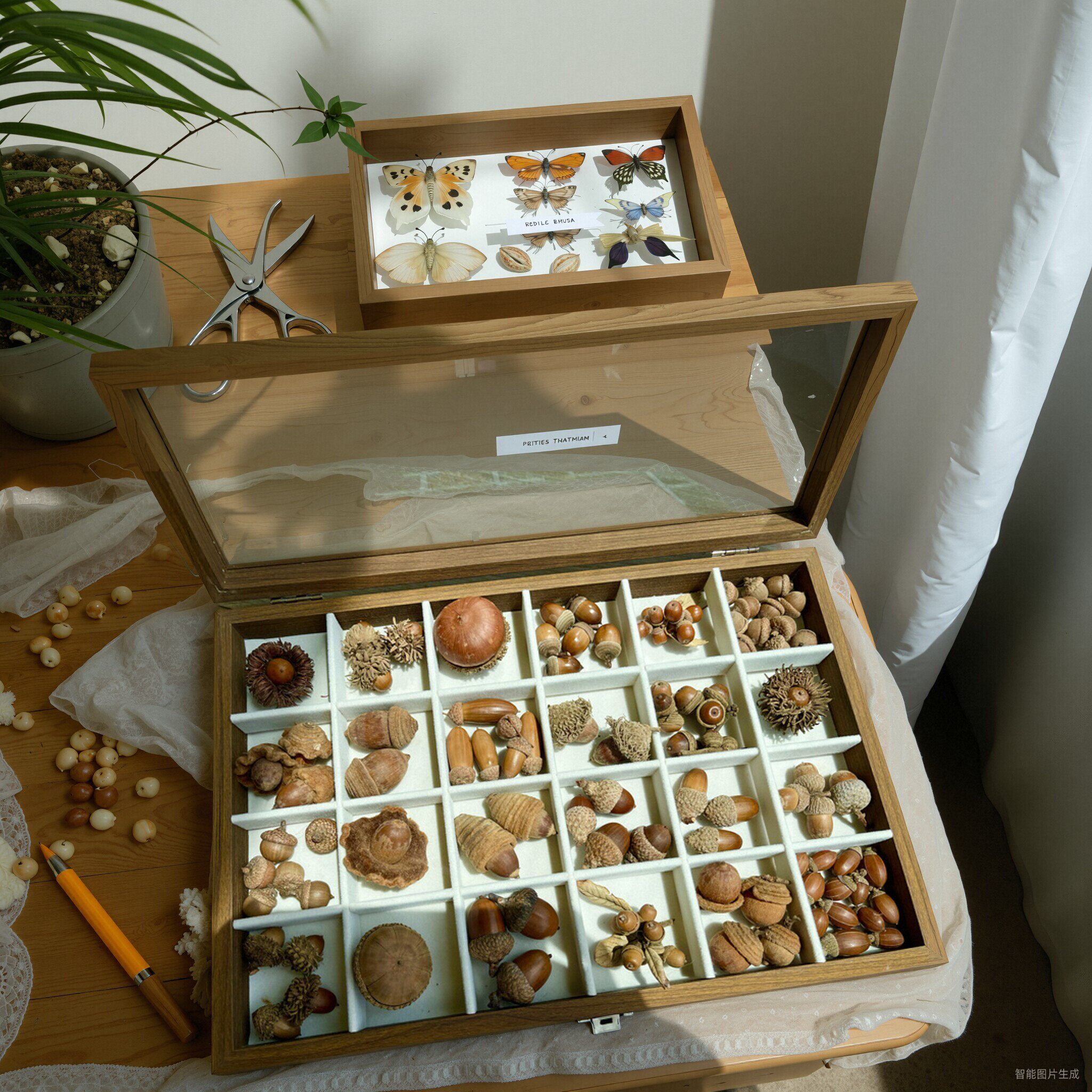 植物种子标本24种橡果标本框手作收藏版冰河世纪松鼠的橡子