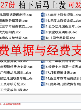 幼儿园财务表收支进出账经费票据明细资产管理进账会计报表单据gh