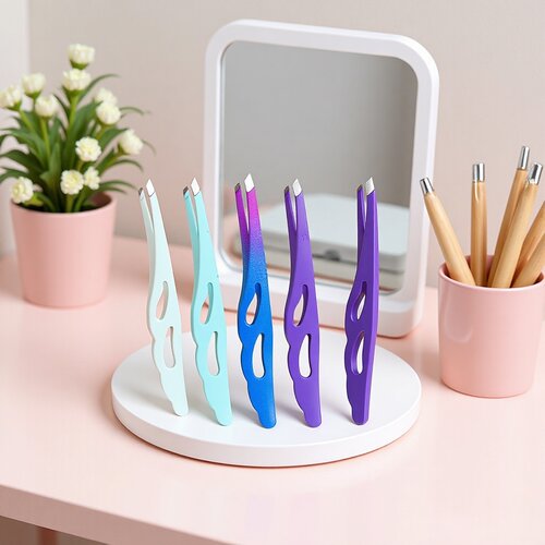 美妆工具斜嘴羽毛夹眉毛夹拔毛