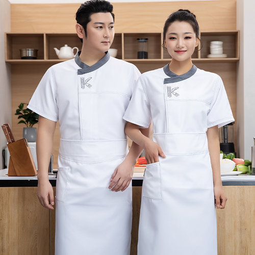 夏季涤棉短袖厨师服薄款