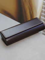 Retro portable glasses case, men's and women's leather, simple, pressure-resistant and shockproof, myopia glasses case, high-end and fresh storage box thumbnail 6