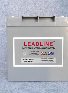 瑞士LEADLINE蓄电池EVR1228设备12V28AH消防UPS电源全国包邮足量