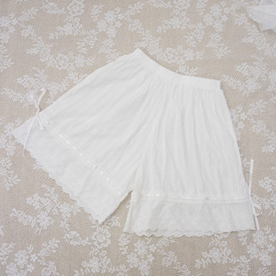 洛丽塔蕾丝打底裤南瓜裤薄款JK安全裤女夏防走光白色宽松保险短裤