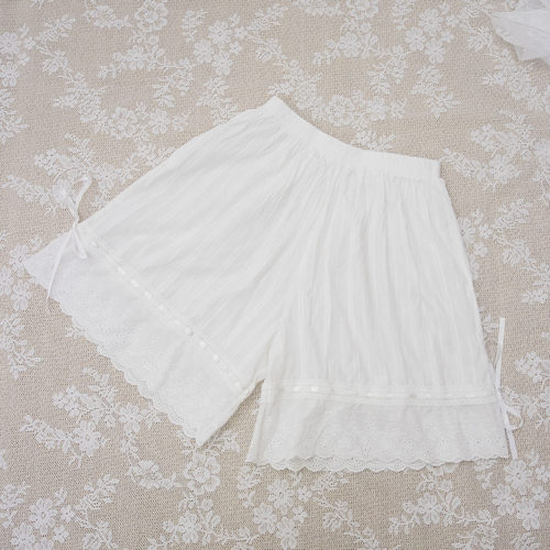 洛丽塔白色安全裤打底裤短裤蕾丝