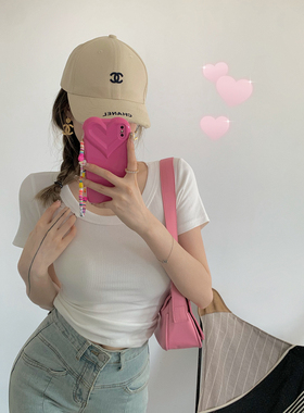 NSS COLLECTION 囤货好穿！四色极简上衣修身显瘦U领弹力短袖T恤