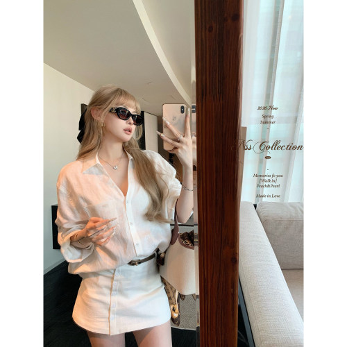NSSCOLLECTION100%亚麻慵懒衬衫