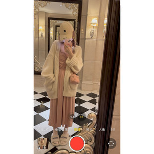 慵懒粗线宽松开衫 秋日微醺 白色V领针织毛衣外套 COLLECTION NSS