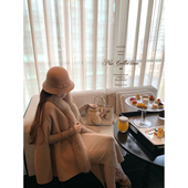 南洋少女 NSS COLLECTION bbr格纹双面呢大衣冬毛领斗篷毛呢外套