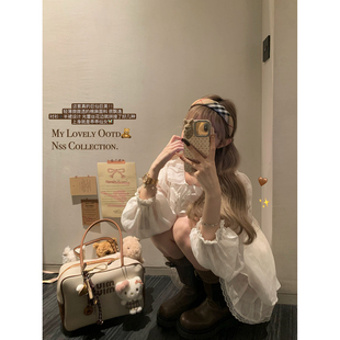 NSS COLLECTION 邵和千金 仙仙棉麻组套蕾丝半身裙女白色衬衫套装