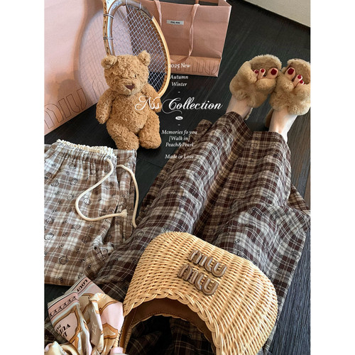 NSSCOLLECTION花边格子休闲裤