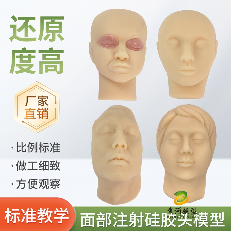 微整形硅胶头模仿真女性面部皮肤线雕美容练习注射缝合模型模特头