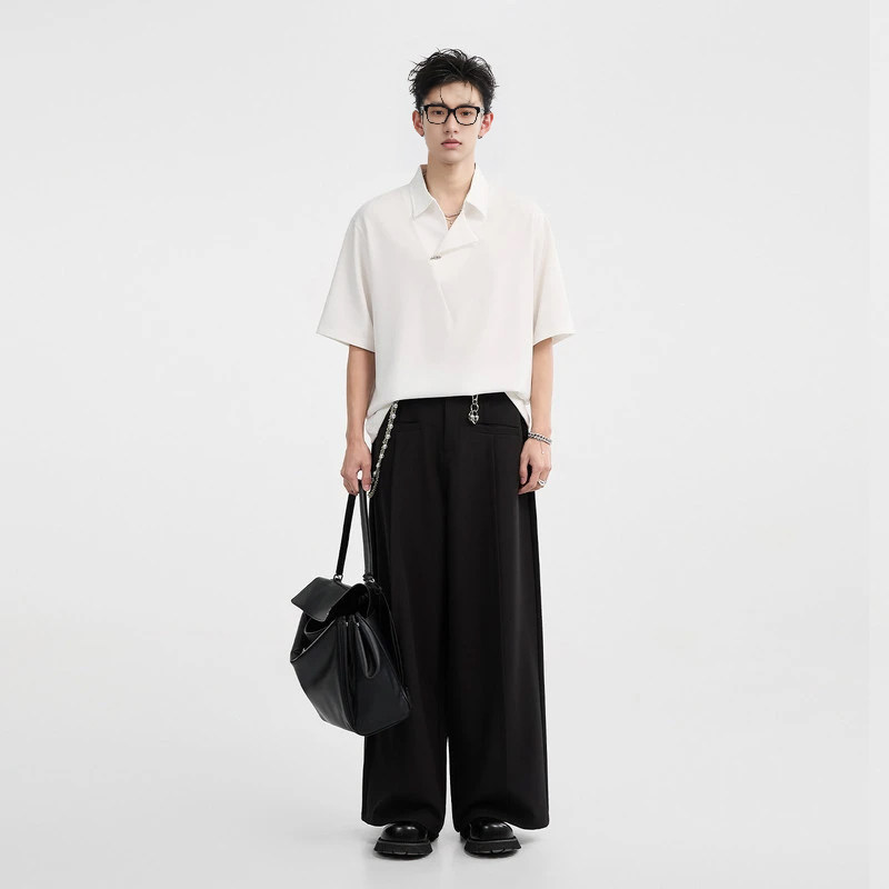 2025夏季新款男士设计感短袖翻领韩版宽松上衣CS29750,男装T恤,电商A312