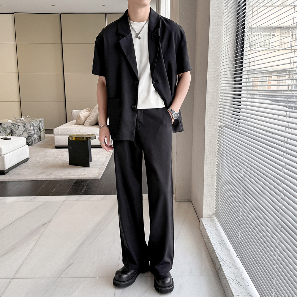 2025新款男士夏季薄款休闲两粒扣西服套装A312-TZ802P110，男装西服，电商A312