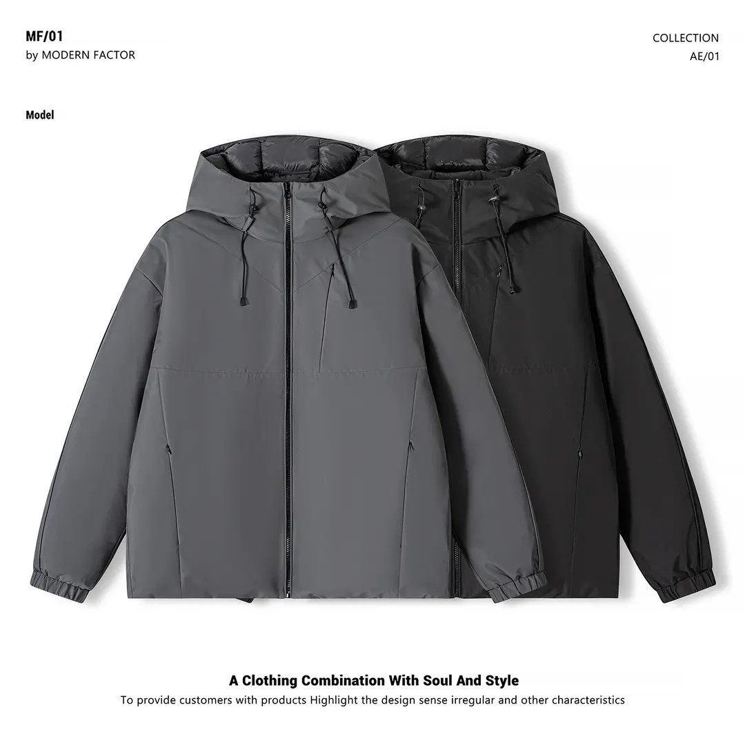 冬季双面穿90白鸭绒户外连帽排骨羽绒服A312-3977P300,男装羽绒服,电商A312