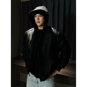 网图 原版  连帽拉链可拆PU羽绒服保暖外套3911P290图片