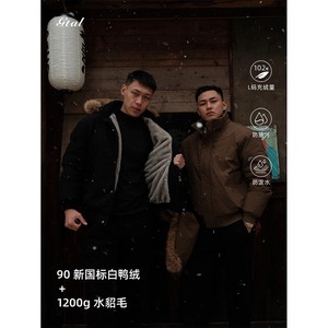 90新标白鸭绒狼王座山雕羽绒服1200g仿水貂毛外套3933P270，男装羽绒服，电商A312