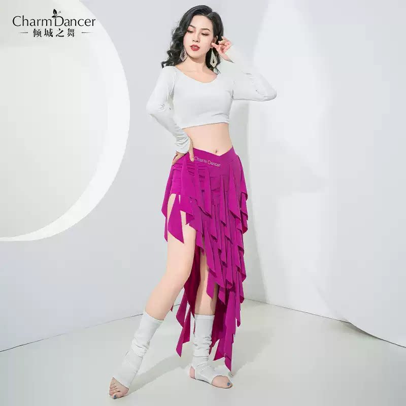 倾城之舞肚皮舞练功服套装2026春夏新款长袖动感流苏裙团体练习服