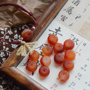 「非晚」平安扣小圆饼 原创复古新中式天然玛瑙纯银珠手链手绳