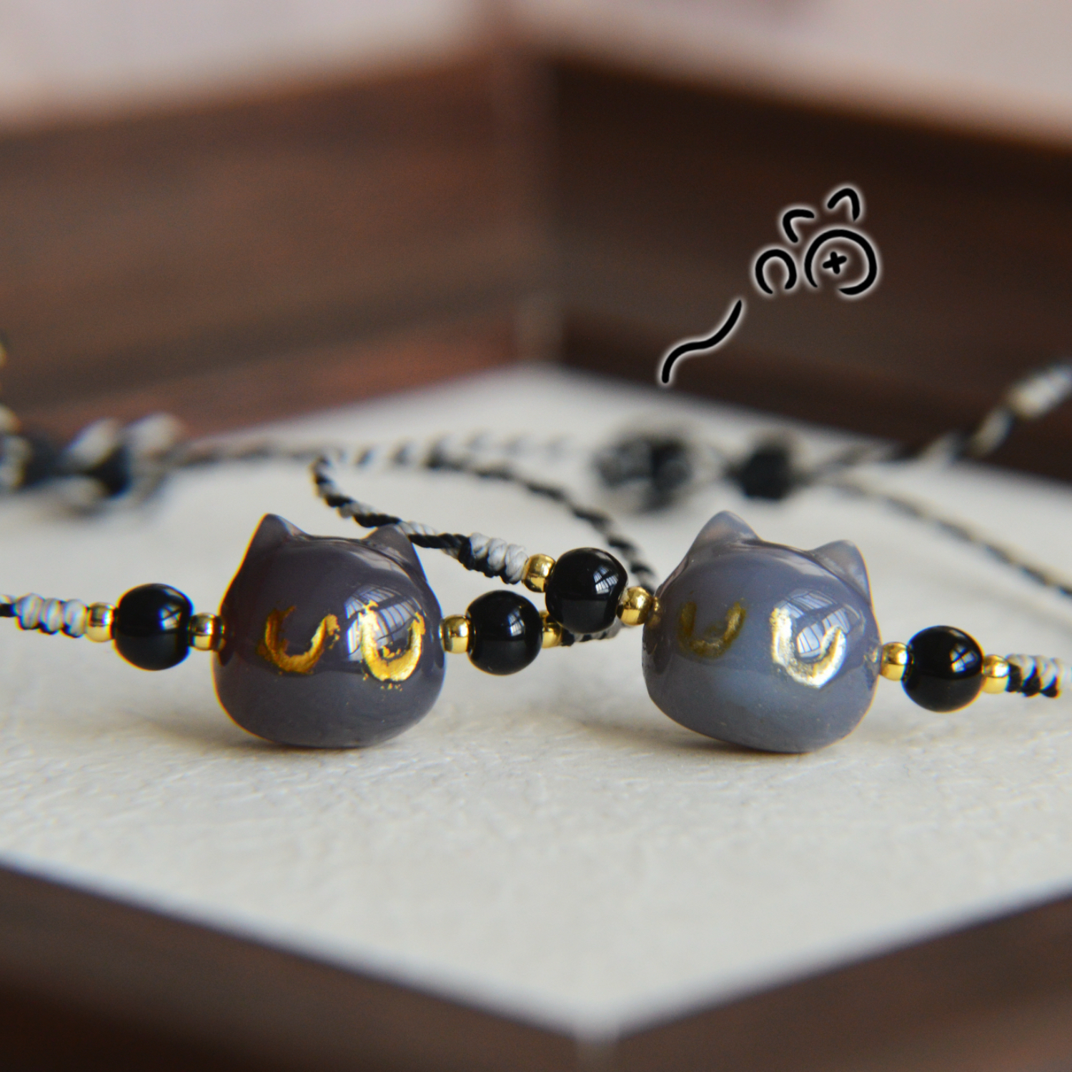 超萌的天然玛瑙小猫手绳