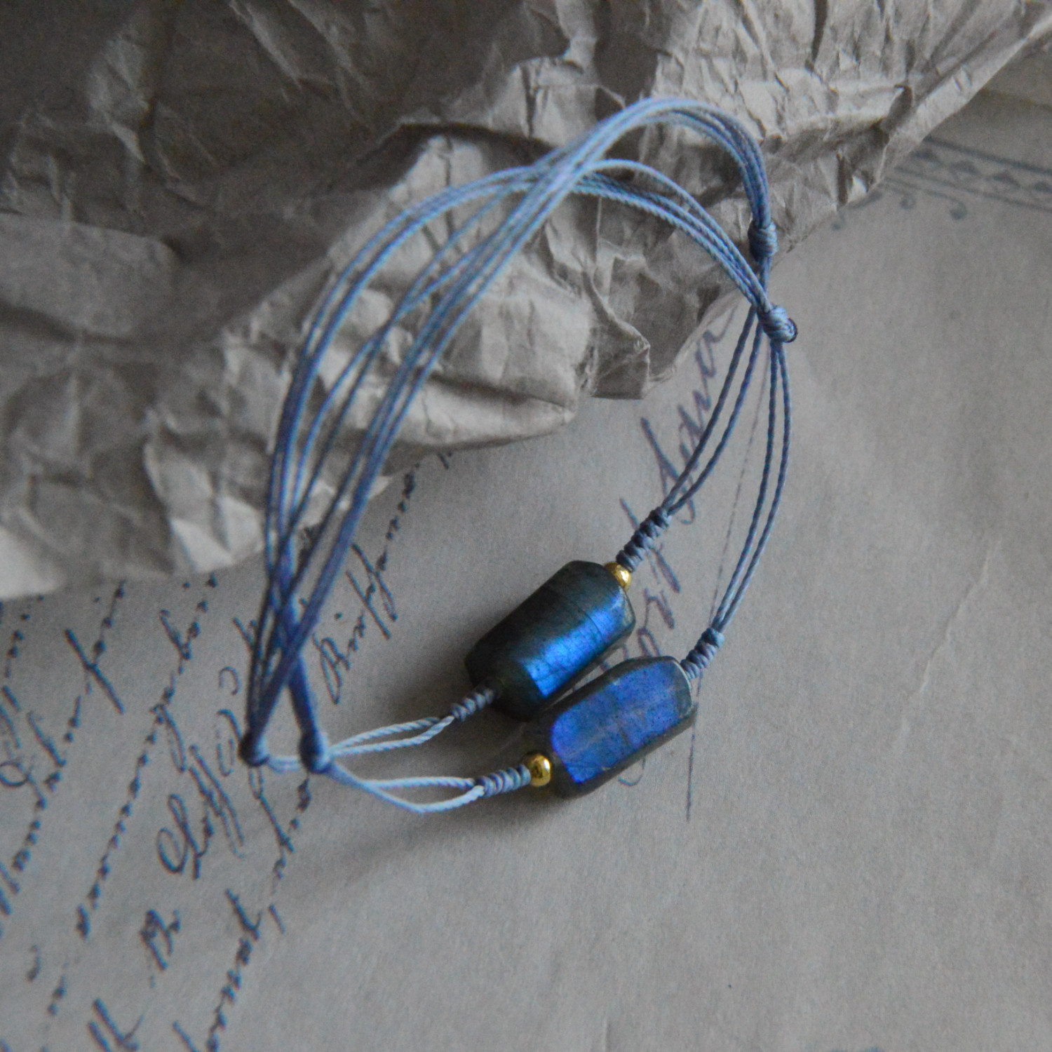 「月蚀」原创小众文艺不规则天然灰月光石原石简约手链手绳女