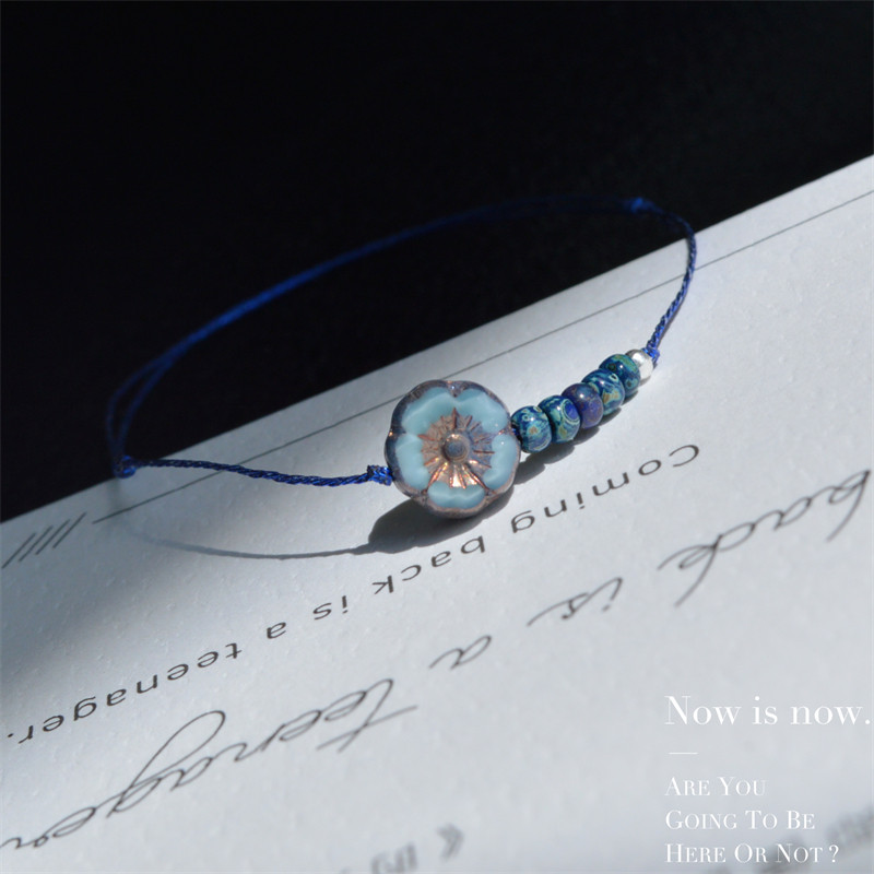 「一朵小兰花」原创仙气复古可爱琉璃小花超细绳手链闺蜜手绳女,饰品/流行首饰/时尚饰品新,手链,淘宝优惠券,粉丝福利购,淘宝优惠卷