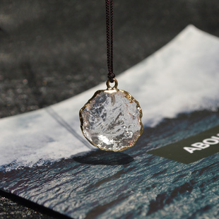 情侣款 感觉 仿白水晶原石玻璃不规则项链 有点酷酷 小冰块