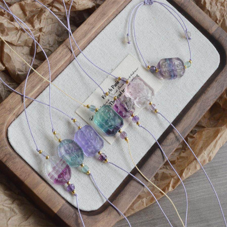 更新！「萤石糖」自选  原创可爱天然彩萤萤石花牌手绳学生手链