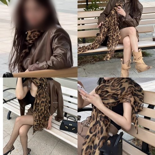 SWW涉谷辣妹时髦精超大豹纹丝巾