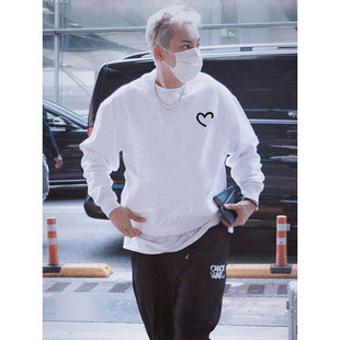 上衣 重磅宽松简约情侣装 仓树一石潮牌爱心圆领卫衣男士 2025秋冬季