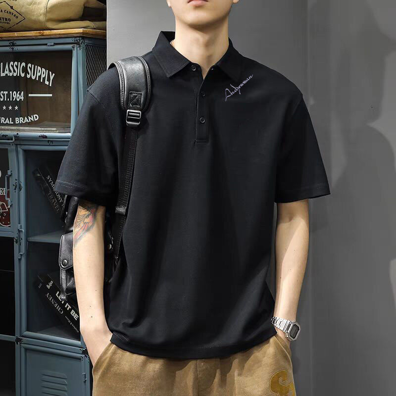 仓树一石潮牌轻奢POLO衫高端T恤短袖男夏季商务休闲潮流翻领半袖