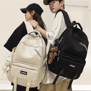 CaringKleing书包女大学生大容量男生纯色高中学生初中生多层背包