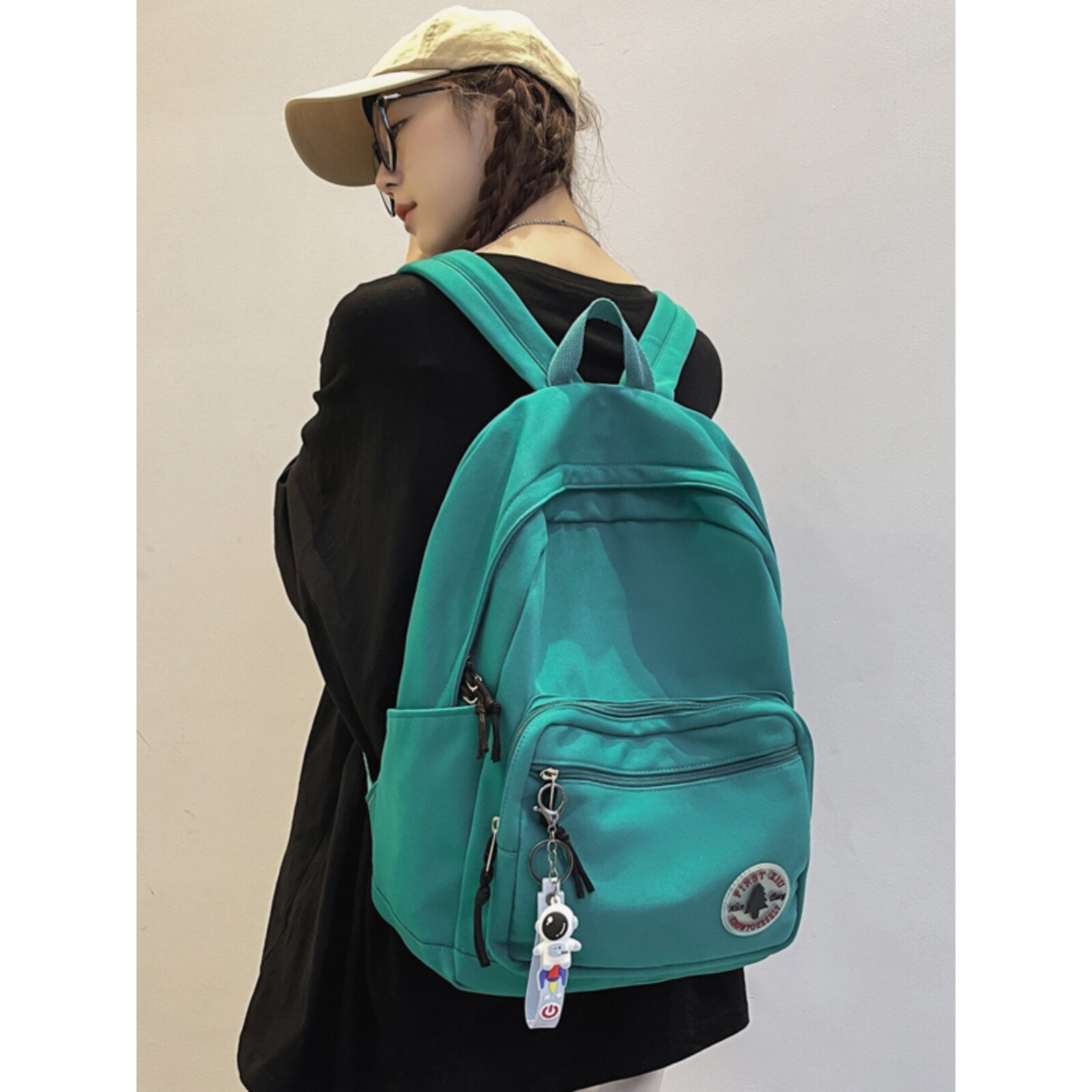 法国Fad Sincgo书包女大学生设计感小众初高中绿色大容量双肩包