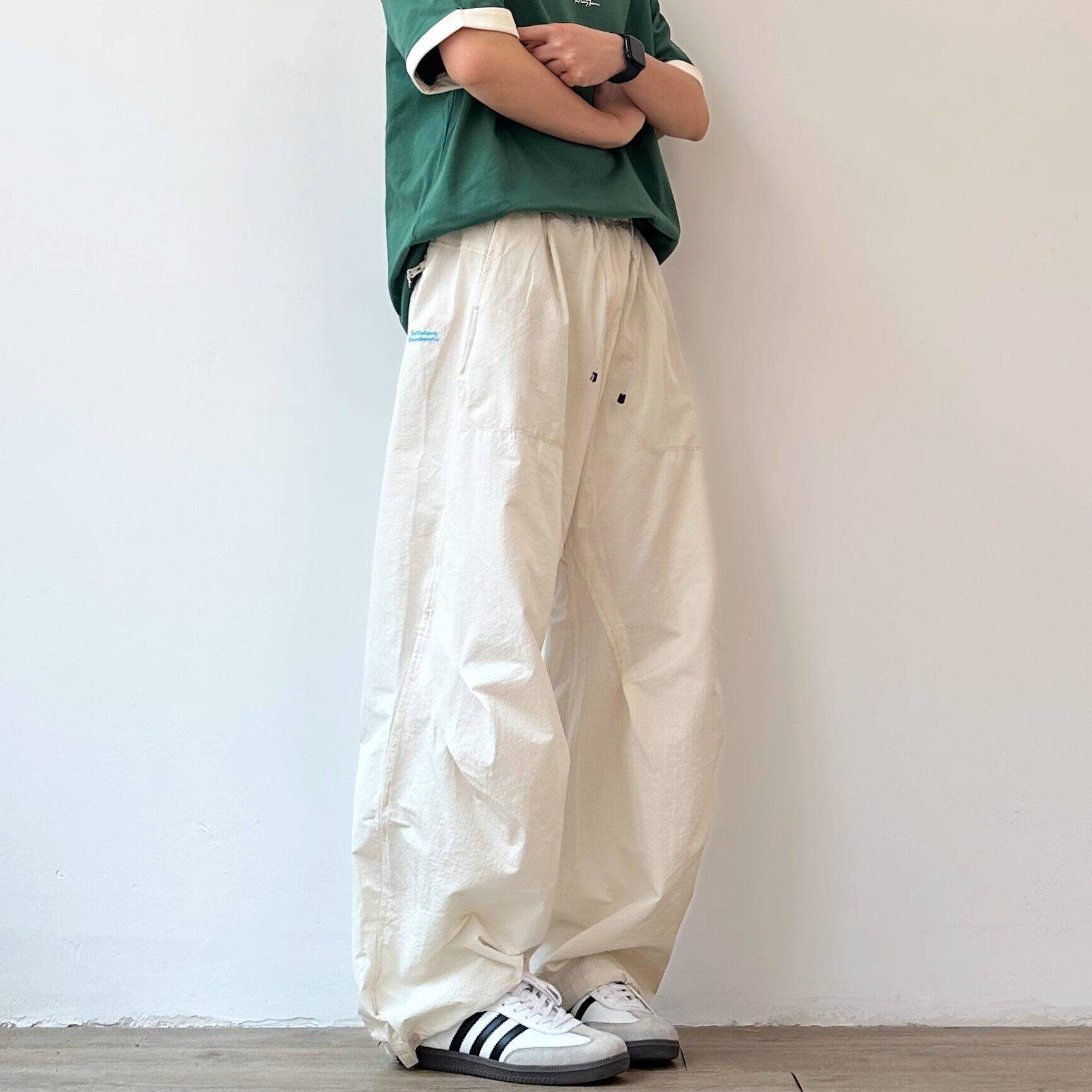 仓树一石户外机能工装伞兵裤男士夏季日系复古宽松薄款百搭长裤子